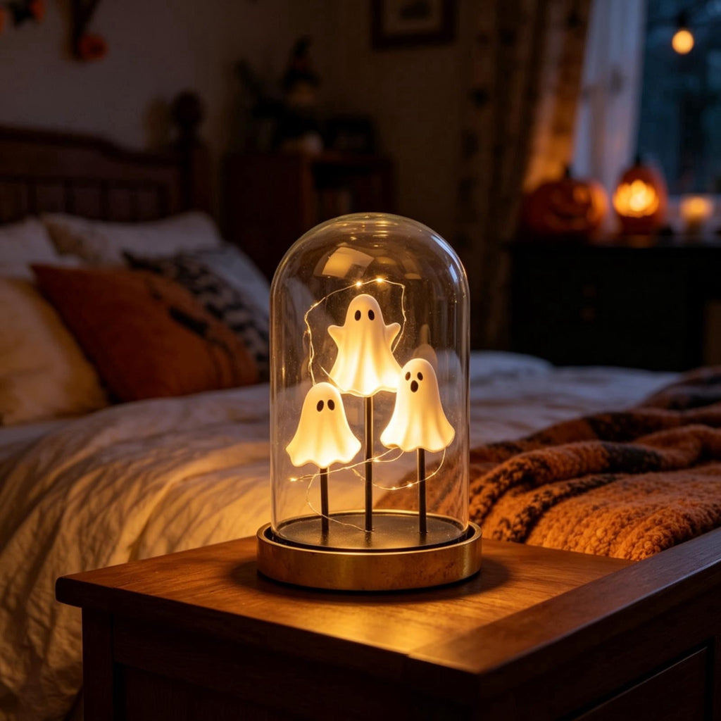Clearance Halloween Ghost Bubble Bath Lamp, Cute Bathtub Ghost Night Lights for Halloween Decor, Reading Books Nightlight, Halloween Decorations for Indoor Readers & Book Lover Desk Home Party Gifts