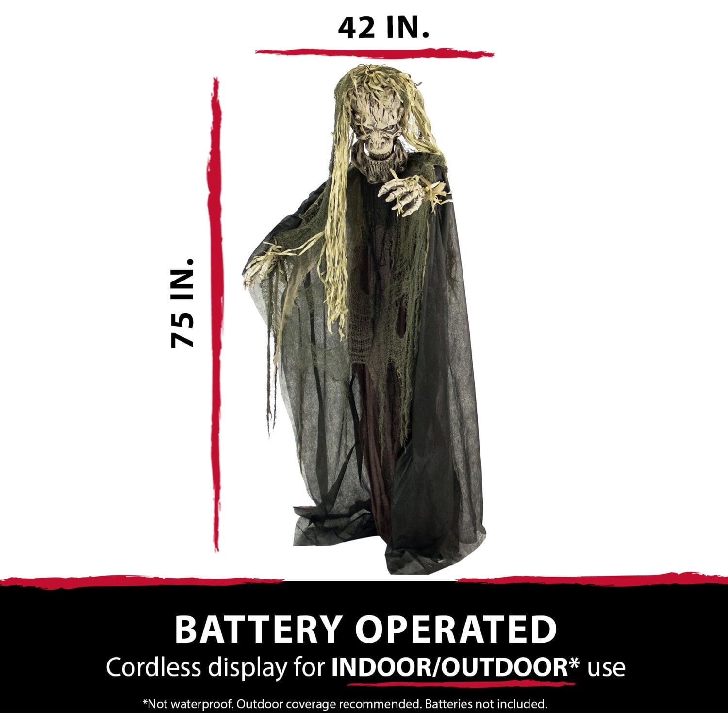 Haunted Hill Farm Life-Size Animatronic Tree Man, 75" Indoor/Outdoor Halloween Decoration, MultiColor