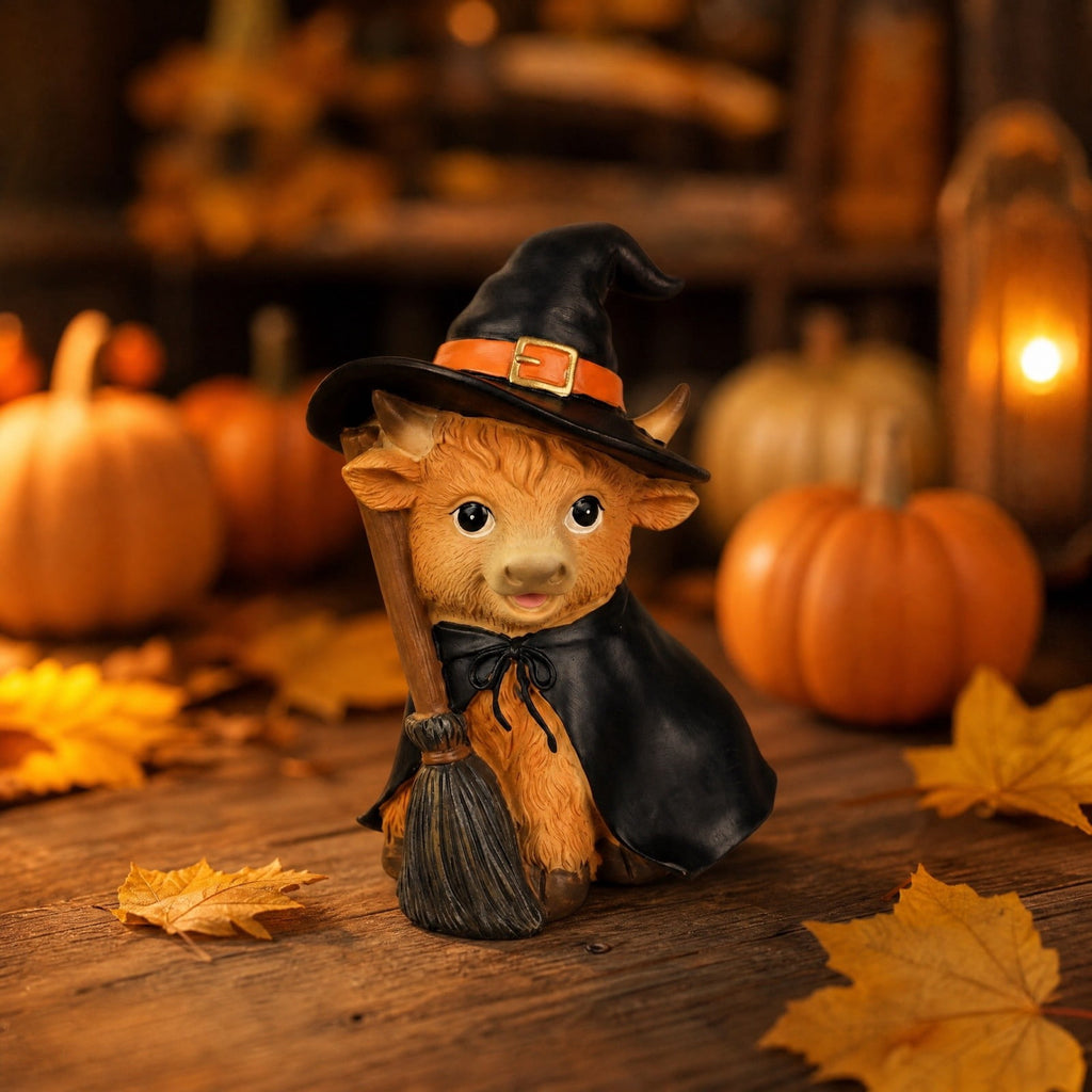 Halloween Decorations Clearance! Cute Kissing‑Face Witch Statue With Bow Hat & Mesh Skirt, Tabletop Ornament for Shelf Indoor Home Halloween Decor