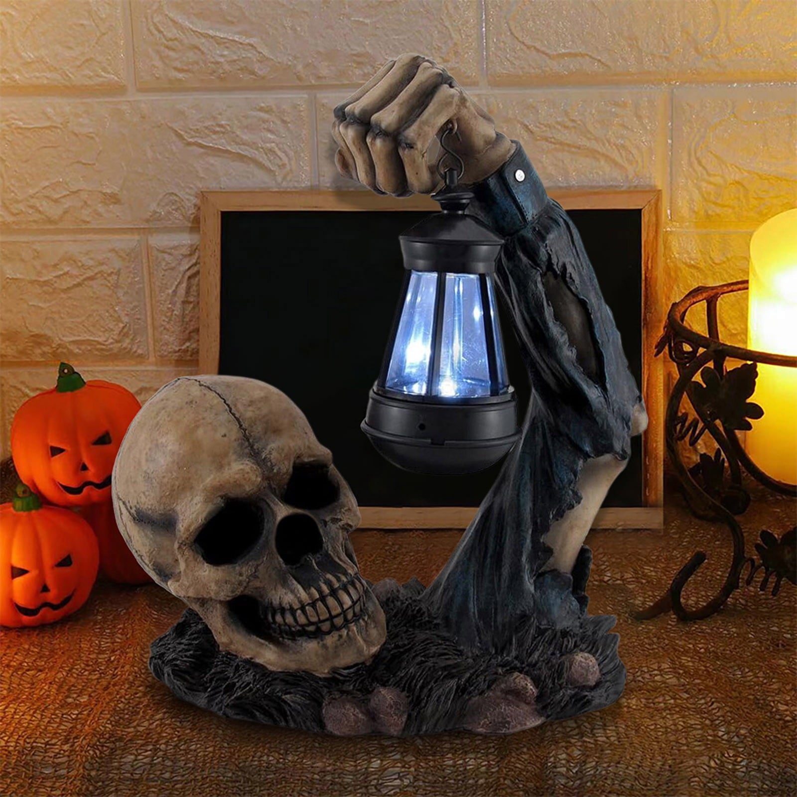 Zatoumnr Ground Breaking Skeleton with Lantern Halloween Skeleton Decor Groundbreaker Skull Lights for Outdoor Decor, Funny Skull Garden Decorations