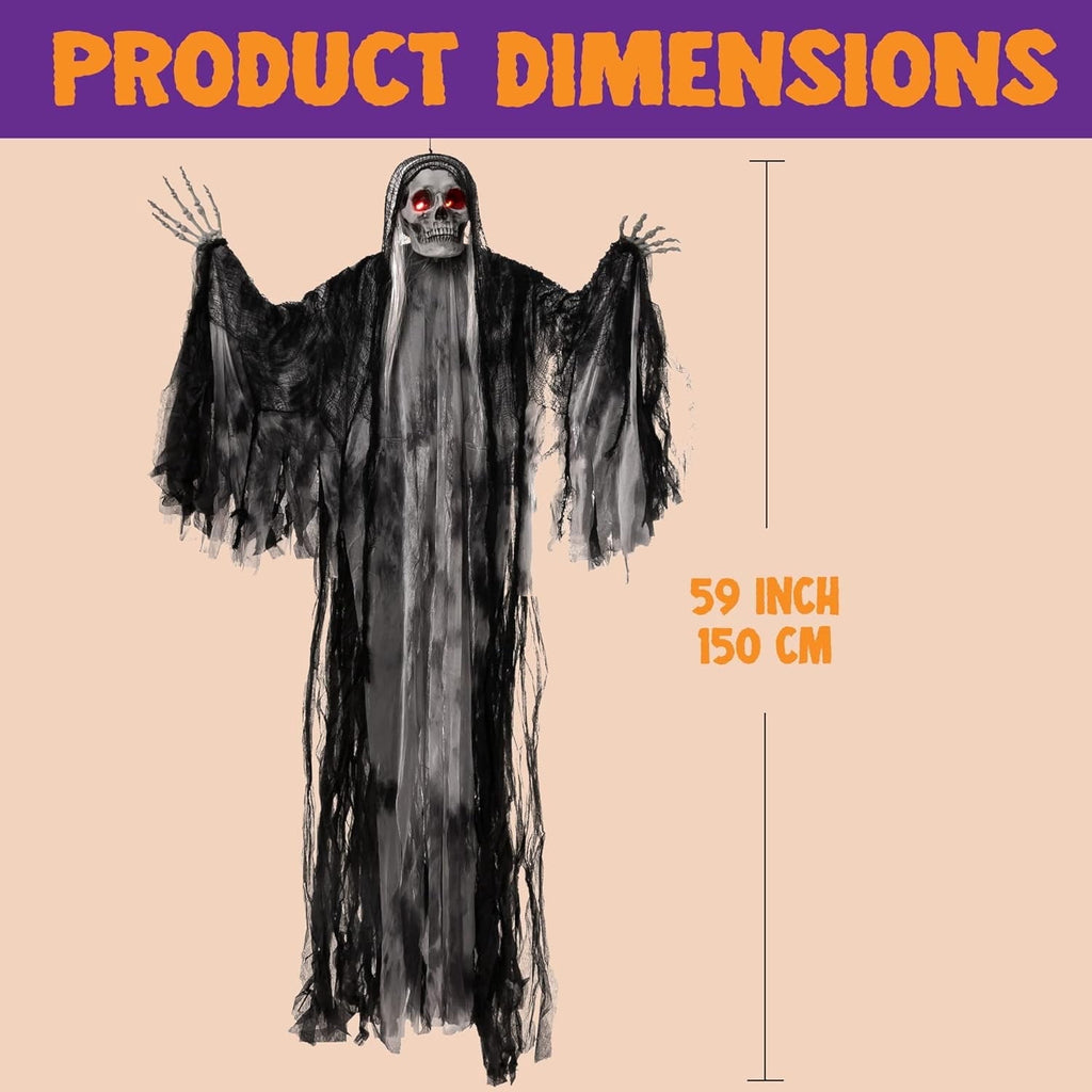 Joyfy 3 Pack Halloween Hanging Ghosts,Scary Skeleton Ghosts Grim Reapers Decorations for Halloween Indoor Outdoor Yard Home Decorations
