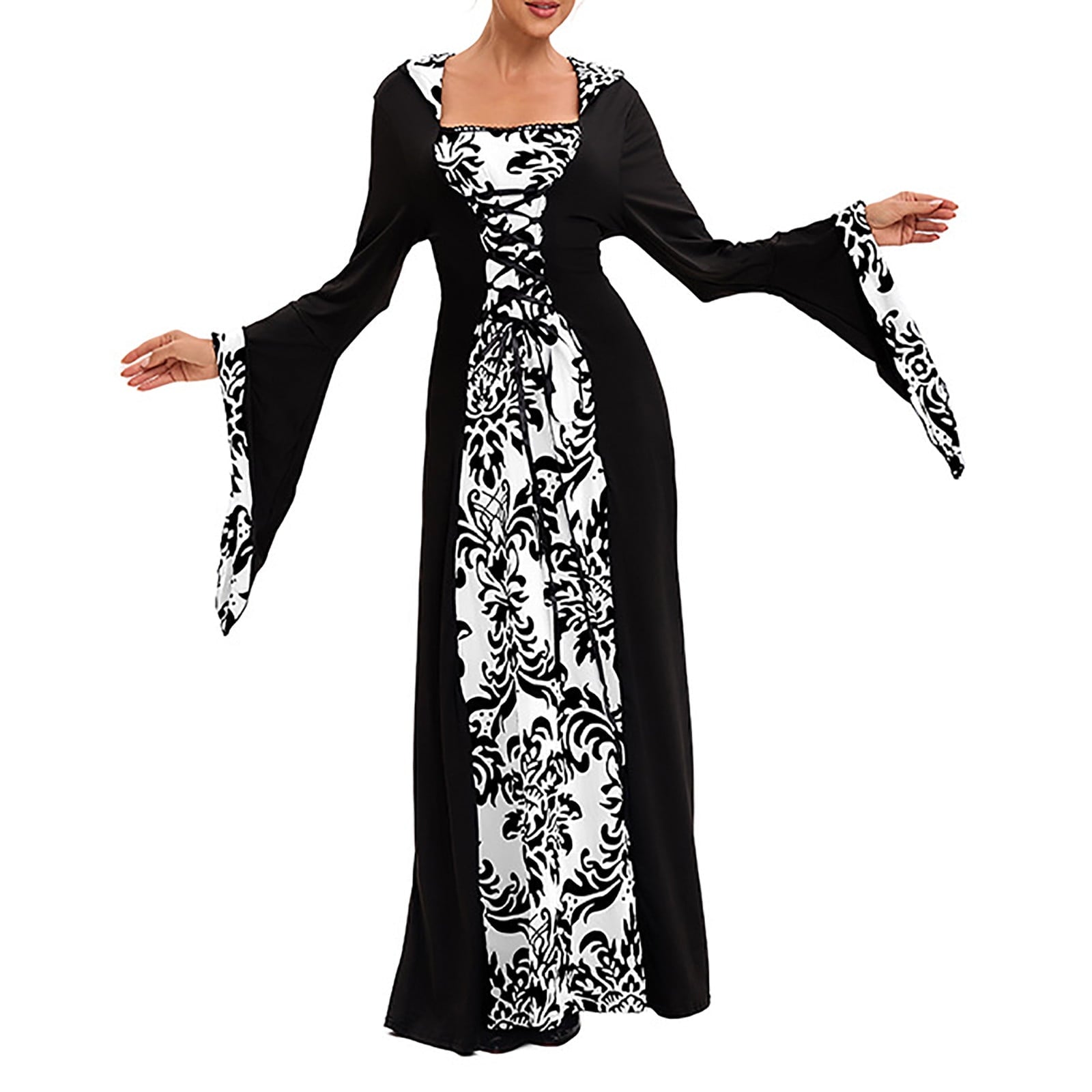 LYXSSBYX Maxi Dresses for Women Women's Long Sleeve Neck Dress Floor Length Cosplay Dress Plus Size Dress