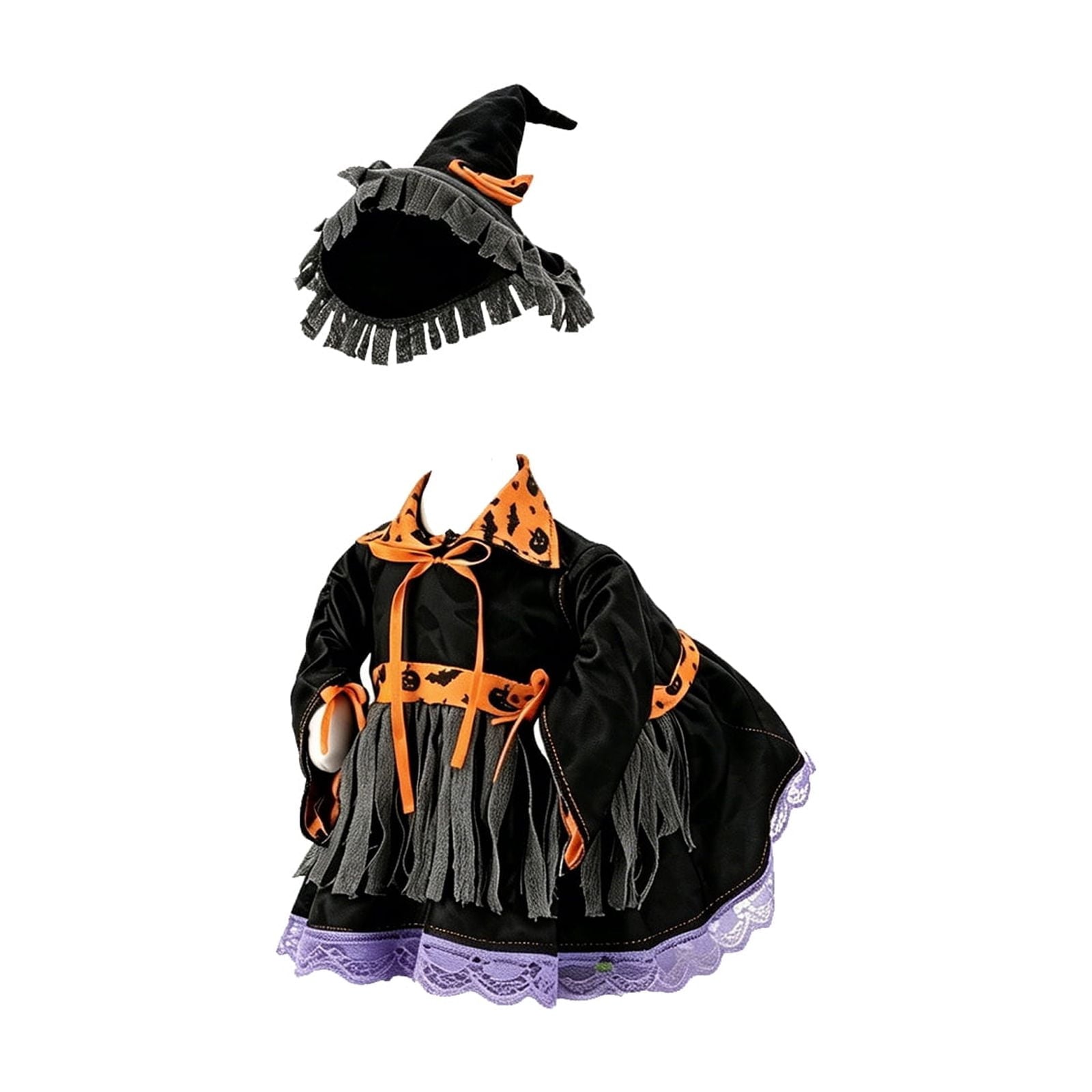 Bat Witch Hat Spiderweb Halloween Goose Clothes Fit 17/23In Cement Plastic Lawn Goose, Stylish Full Set for Outdoor Yard Patio Garden Seasonal Halloween Home Ornamental Arrangement