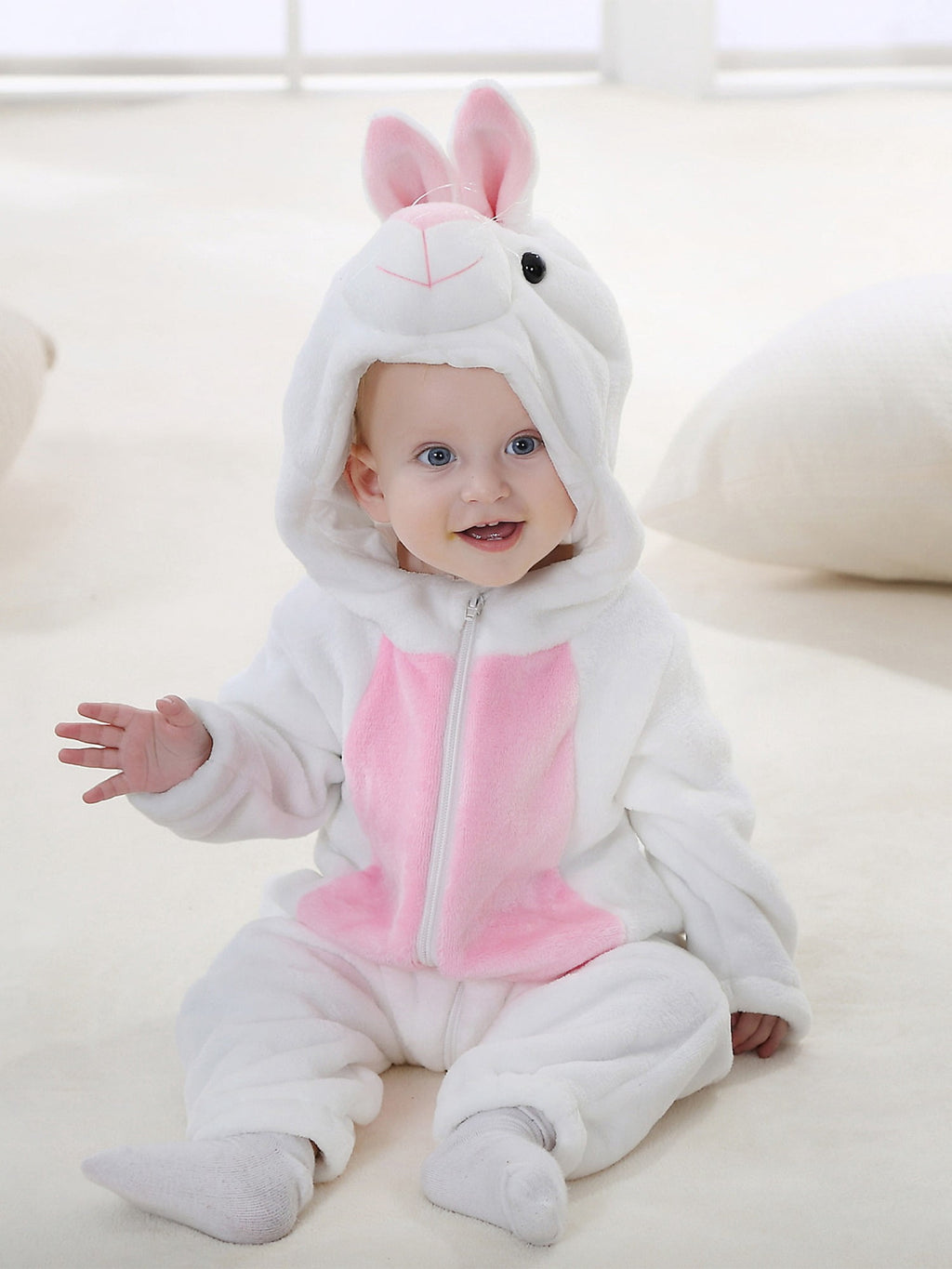 WIBACKER 0-3T Unisex Baby Animal Costume Winter Autumn Flannel Hooded Romper Christmas and Halloween Dinosaur Cosplay Jumpsuit