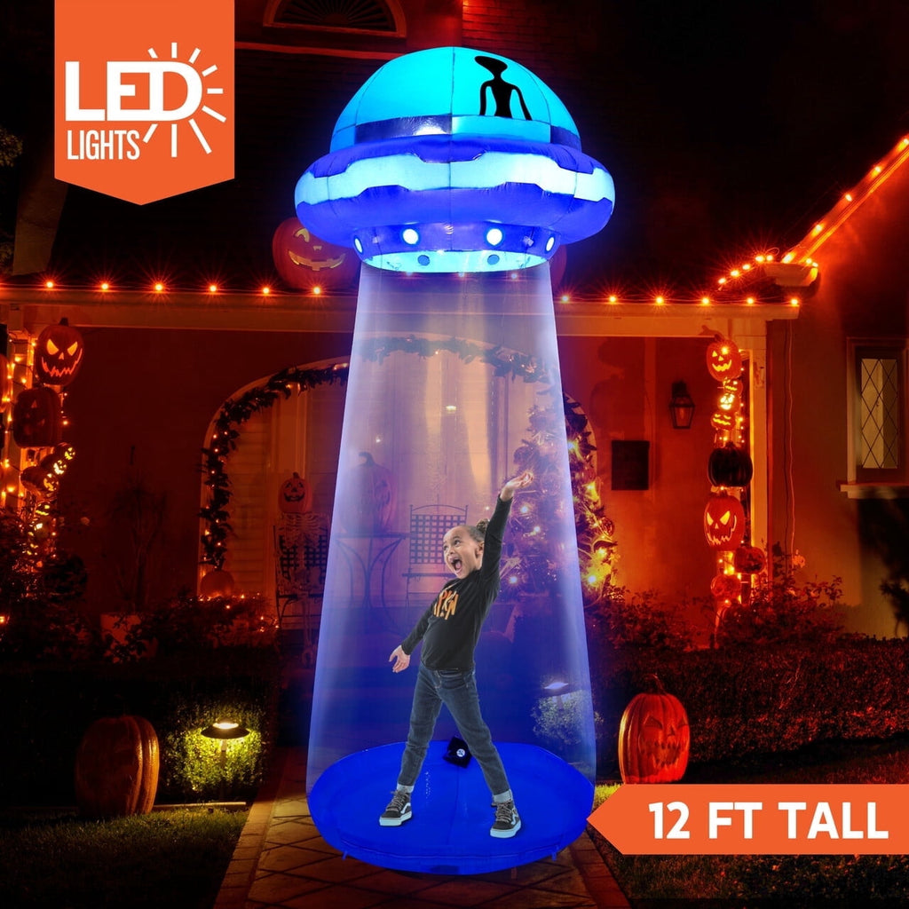 Joyfy 9 ft Halloween Inflatable Giant Alien Decoration with Built-in LEDs,Alien Halloween Decorations Outdoor Blow Up Yard Lawn Decoration