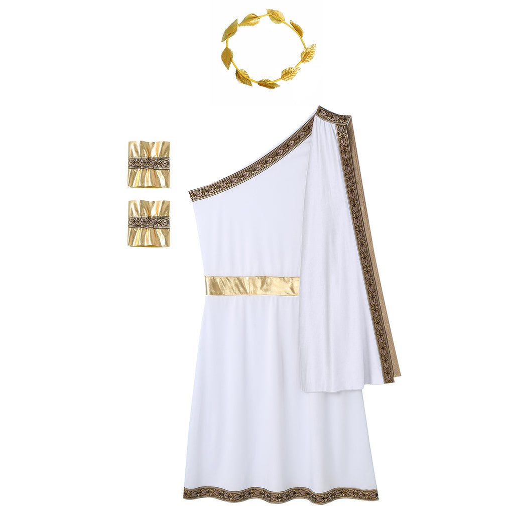 YiZYiF Mens Halloween Ancient Greek Cosplay Costume Roman Toga Caesar Party Fancy Dress Up Set Black S
