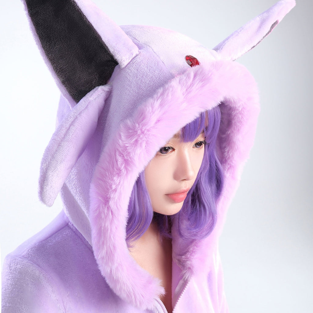 Women sexy Fluffy Hooded Bodysuit Halloween Deep V Kawaii One Piece Lingerie Rompers with Choker and Socks