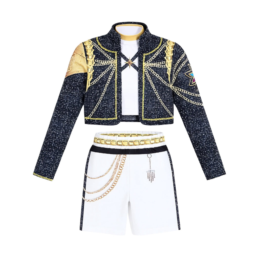 Halloween Costume Pop Star Stage Outfit Pop Idol Jacket Top and Shorts 3-Piece Set