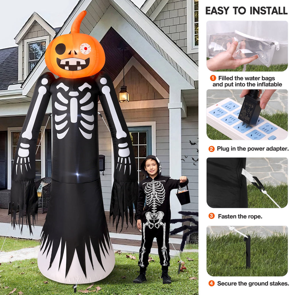 Ayieyill 8.5FT Halloween Inflatables Pumpkin Ghost Family with Built-in LED Lights, Halloween Blow up Yard Decorations