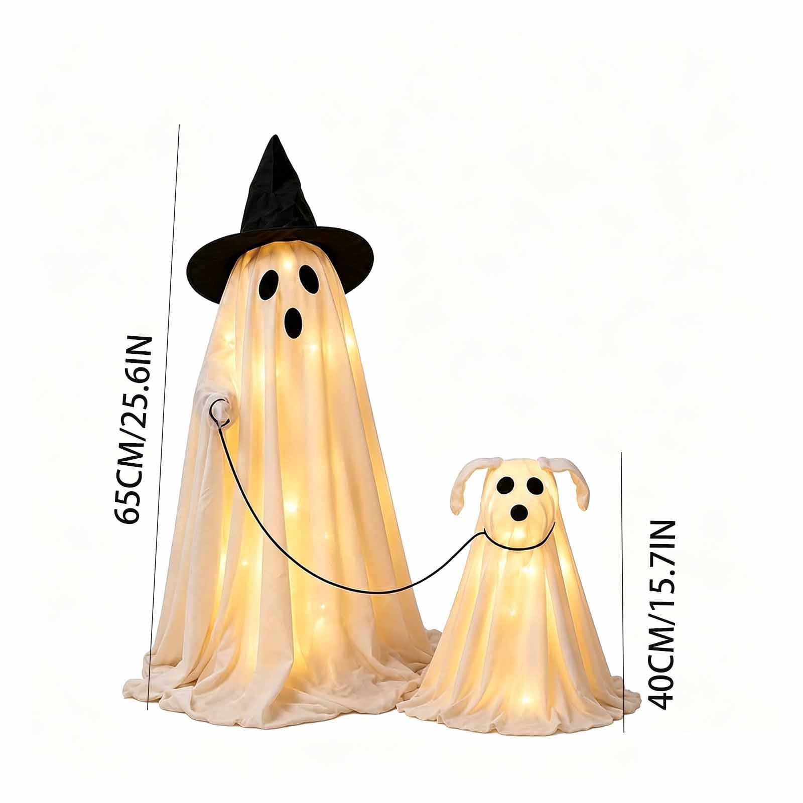 FEOLGEHLY Halloween Decorations Outdoor Indoor, Wizard Ghost Dog Walking Set Two Piece Halloween Outdoor Patio Living Room Decor Halloween Decorations Clearance For Party Home