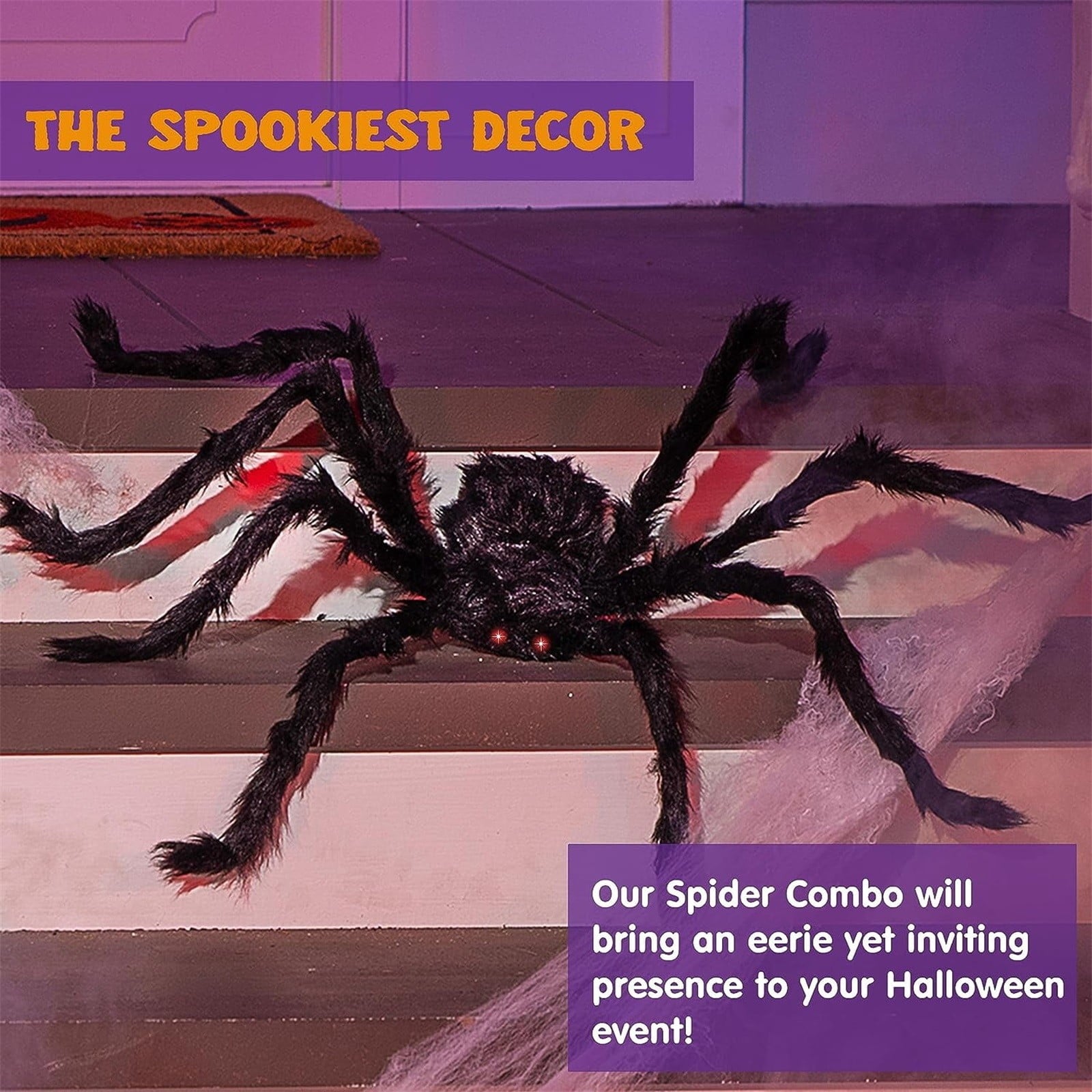 Giant Spider 6.5 Ft, 78" Halloween Decorations Fake Halloween Decor Spiders Large, Furry Spiders for Outdoor Indoor Yard Home Costumes Party House Décor, 1 Pack