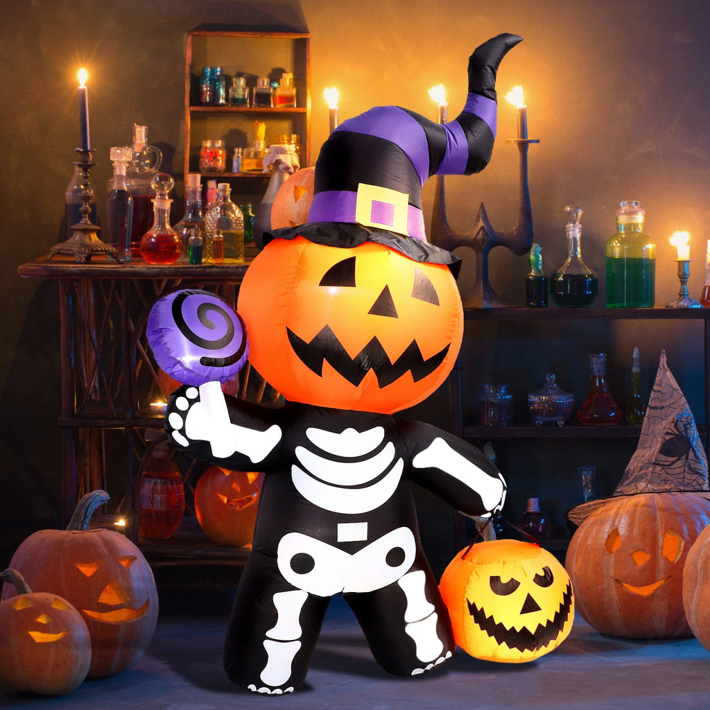 6 FT Halloween Inflatables Stacked Pumpkins Ghost with Build-in LEDs for Porch,Halloween Pumpkin Decor Blow up Yard Decorations