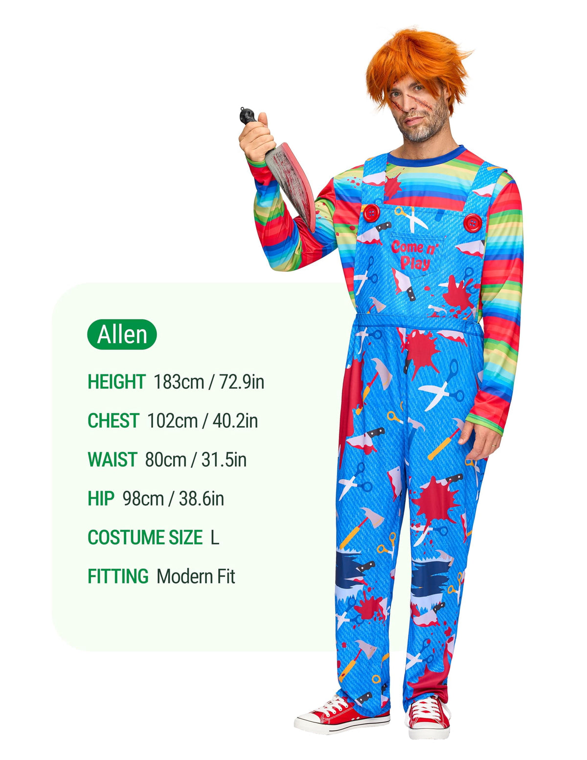 Joyfy Creepy Doll Costume for Women, Family Matching Killer Doll Costume for Halloween Fancy Dress up Cosplay