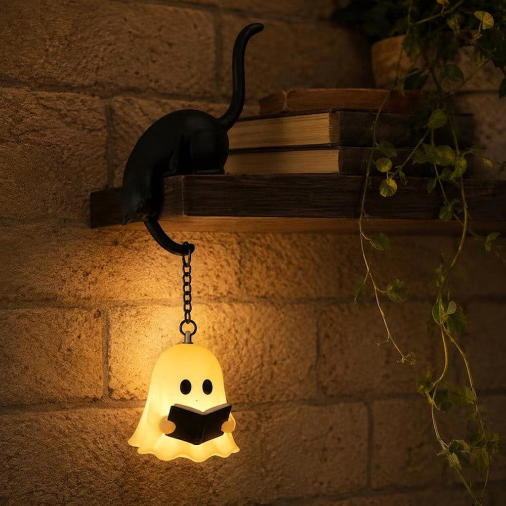 Halloween Ghost Library Lantern Decorative Bookshelf Lighting, Reading Book Shelf Lights for Study Reading Corner Home Library Gift for Book Lovers Bookworms
