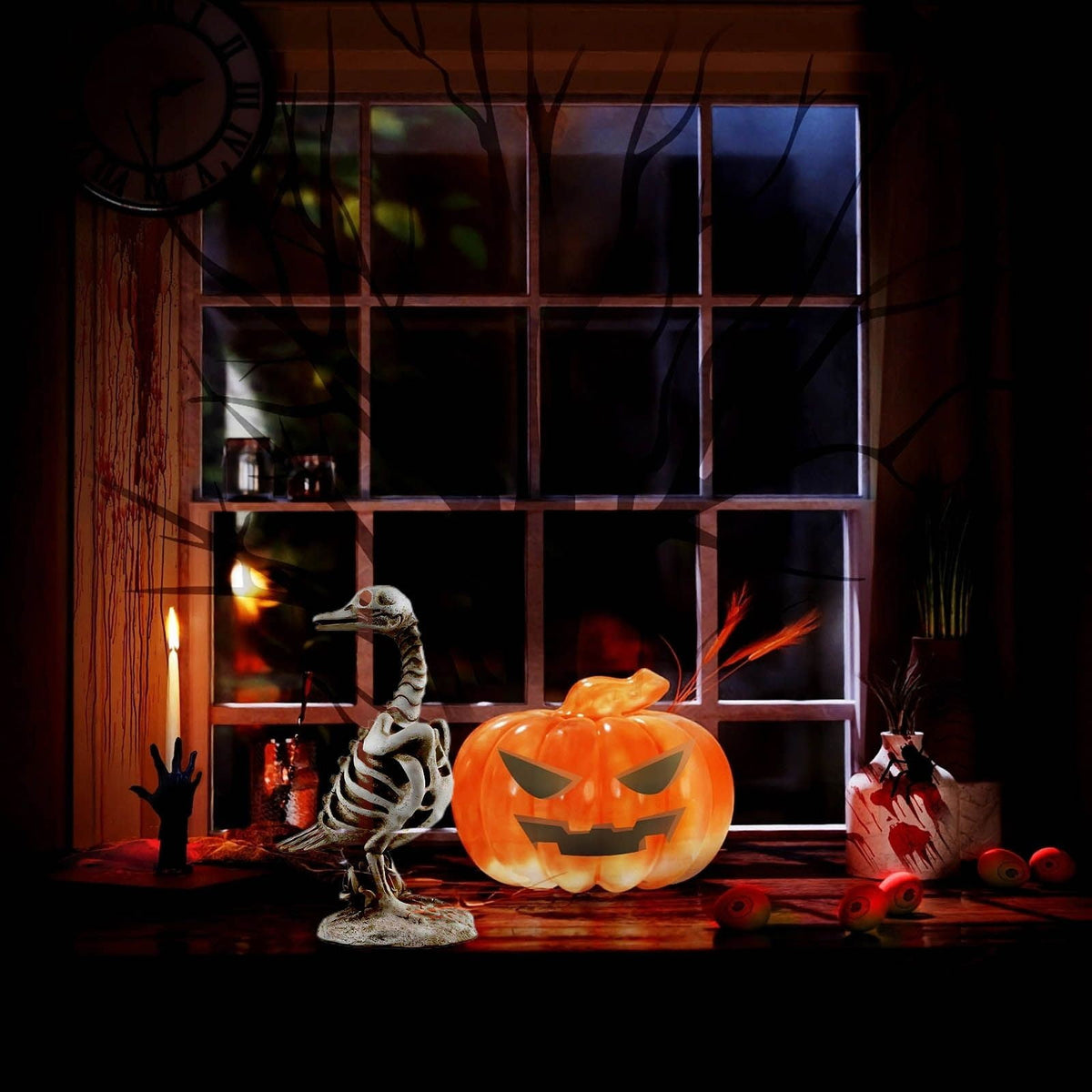 amlbb Halloween Decoration Halloween Skeleton Horror Decorations Simulation Animals Skeleton Ornaments Bar Decoration Frogs Skeleton on Clearance