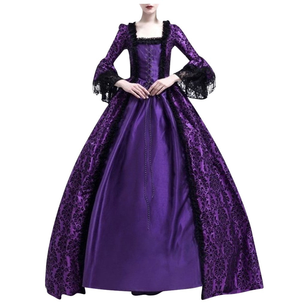 UPPADA Plus Size Victorian Dress for Women Lace Up Flare Sleeve Ball Gown with Corset Evening Party Maxi Gowns Vintage Cocktail Dress Wedding Dresses Early