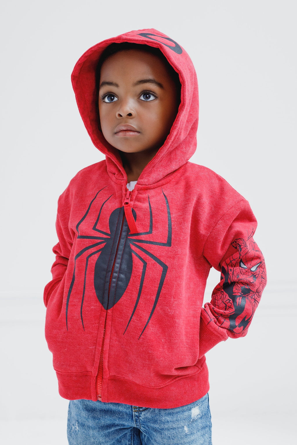 Marvel Spider-Man Adult Men or Women Cosplay Fleece Zip-Up Hoodie Miles Morales Charcoal