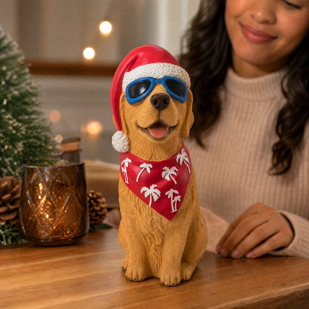 Clearance! Christmas Golden Retriever Statue with LED Lights, Cute Dog Holding Puppy Figurine, Christmas Decoration Indoor Outdoor, Gift for Kiddo Adults