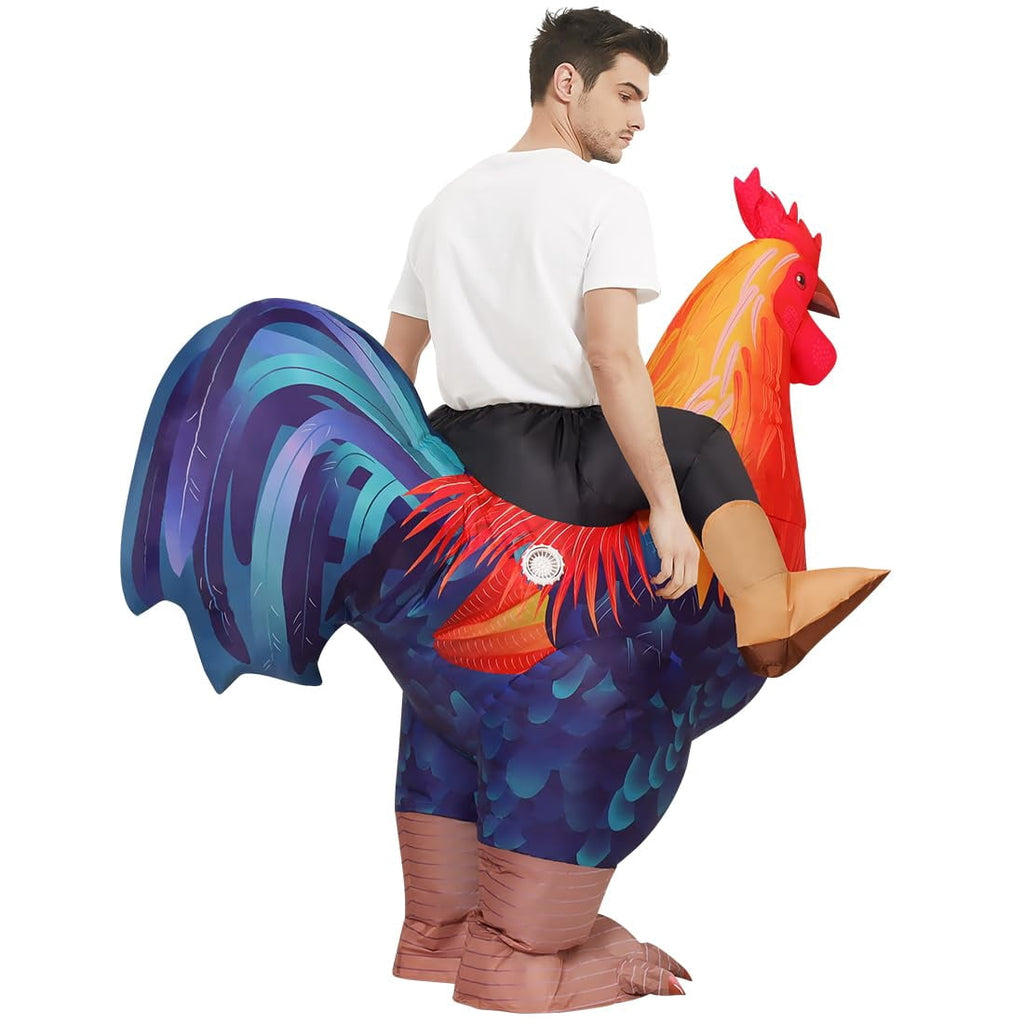 COMIN 72 inch Inflatable Chicken Costume Rooster Adult Suit Funny Cosplay Halloween Costume for Men Women Birthday Party