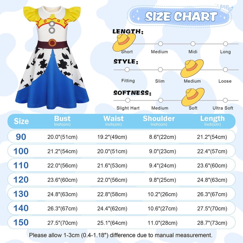 Benylion Girls Cowgirl Costume Summer Dress Toddler Princess Dress up for Kids Birthday Outfits Halloween Role Play Clothes for 3-4 Years