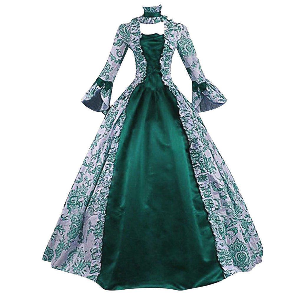 DDAPJ pyju Medieval Dress for Women Evening Masquerade Ball Gowns Vintage 1700S Victorian Renaissance Costume Green XXXXXL