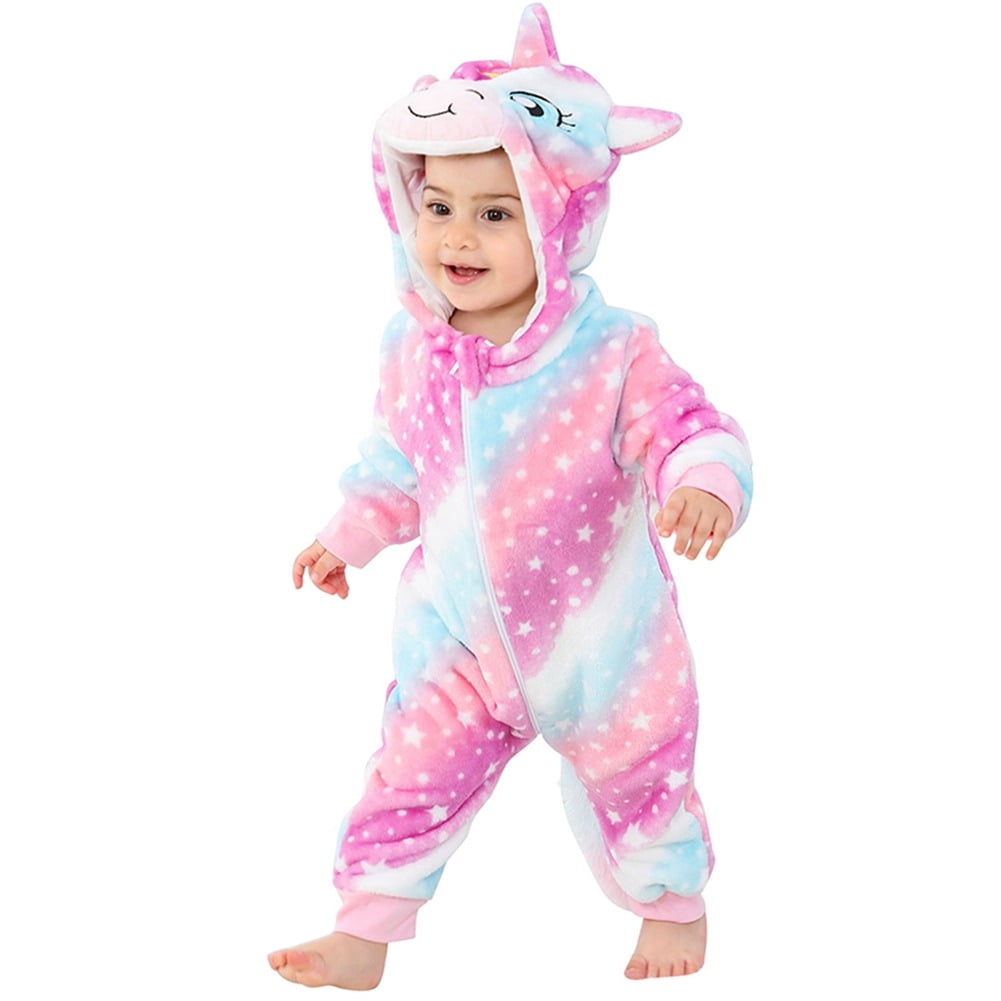 WIBACKER 0-3T Unisex Baby Animal Costume Winter Autumn Flannel Hooded Romper Christmas and Halloween Dinosaur Cosplay Jumpsuit