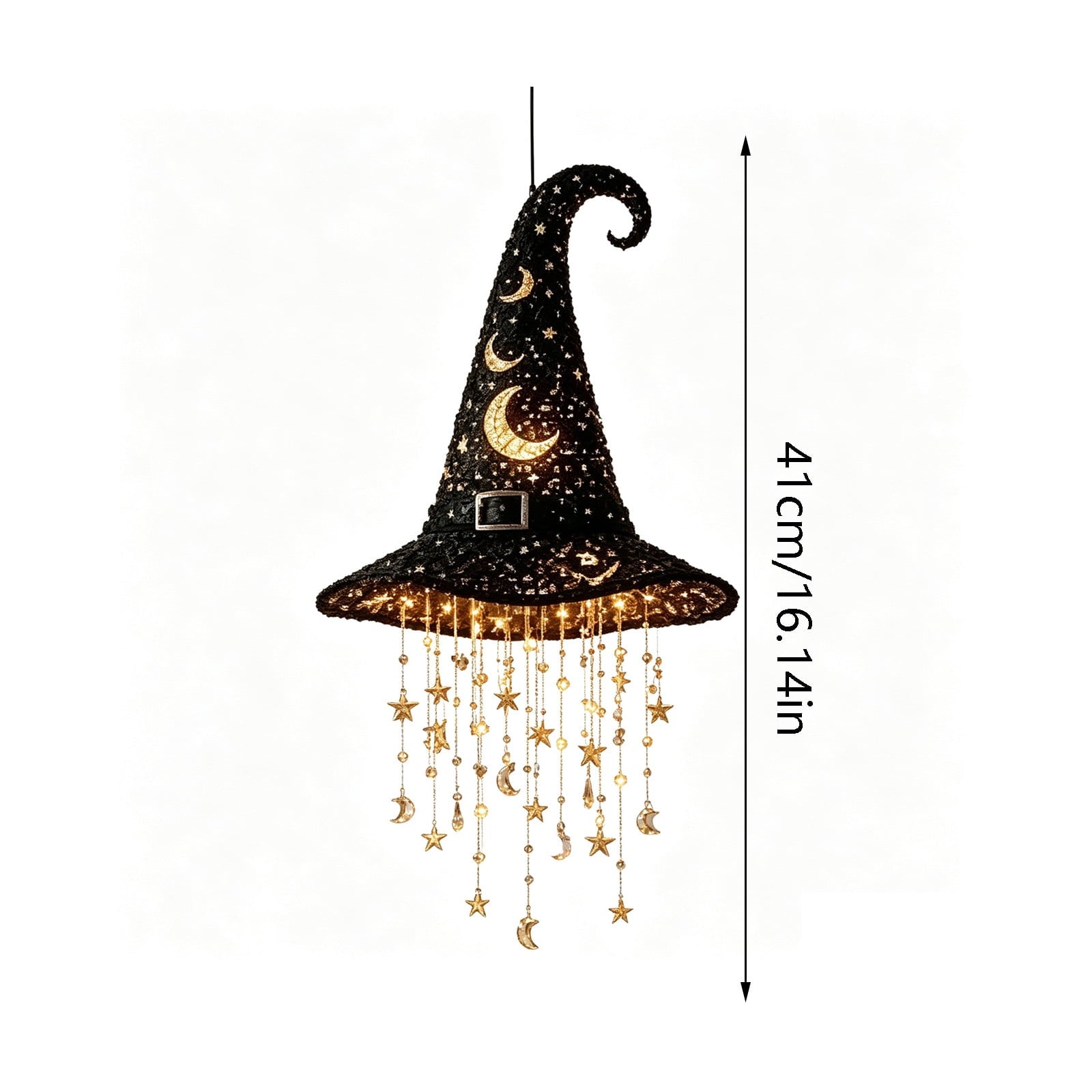 Stijggn Halloween Witch Hat, Black Hanging Witch Hats with Rope, Witch Costume Accessories Floating, Witches Hat with Hanging Rope for Porch Yard Indoor Outdoor Halloween Party Decor