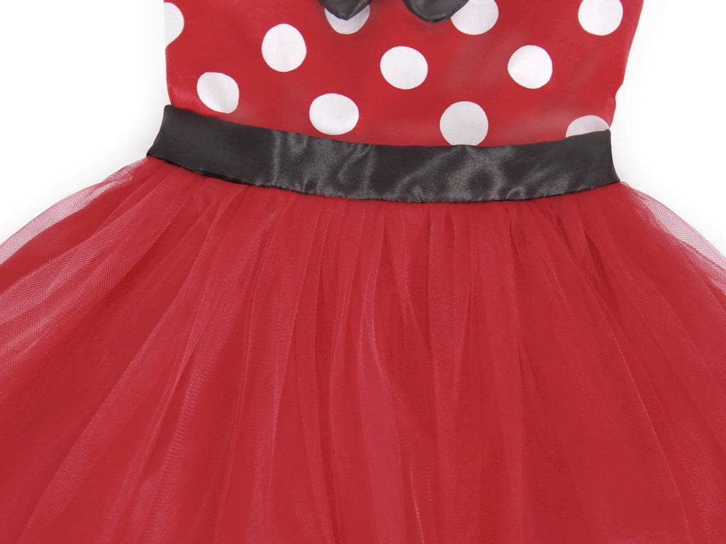 Jurebecia Girls Red Polka Dot Tutu Dress with Bow Headband, Baby Toddler Party Costume for Birthday & Cosplay (110 cm)