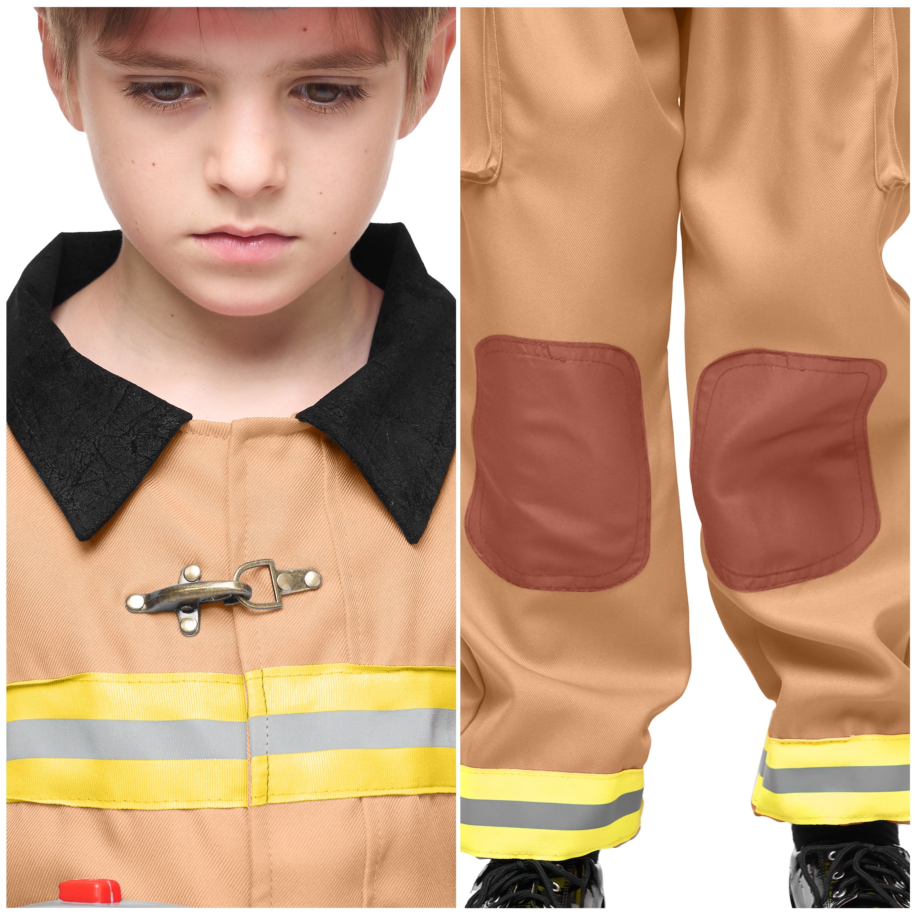 Joyfy Halloween Kids Fireman Costume, Firefighter Costume for Boys Toddler Halloween Party Dress Up 3-7 Years