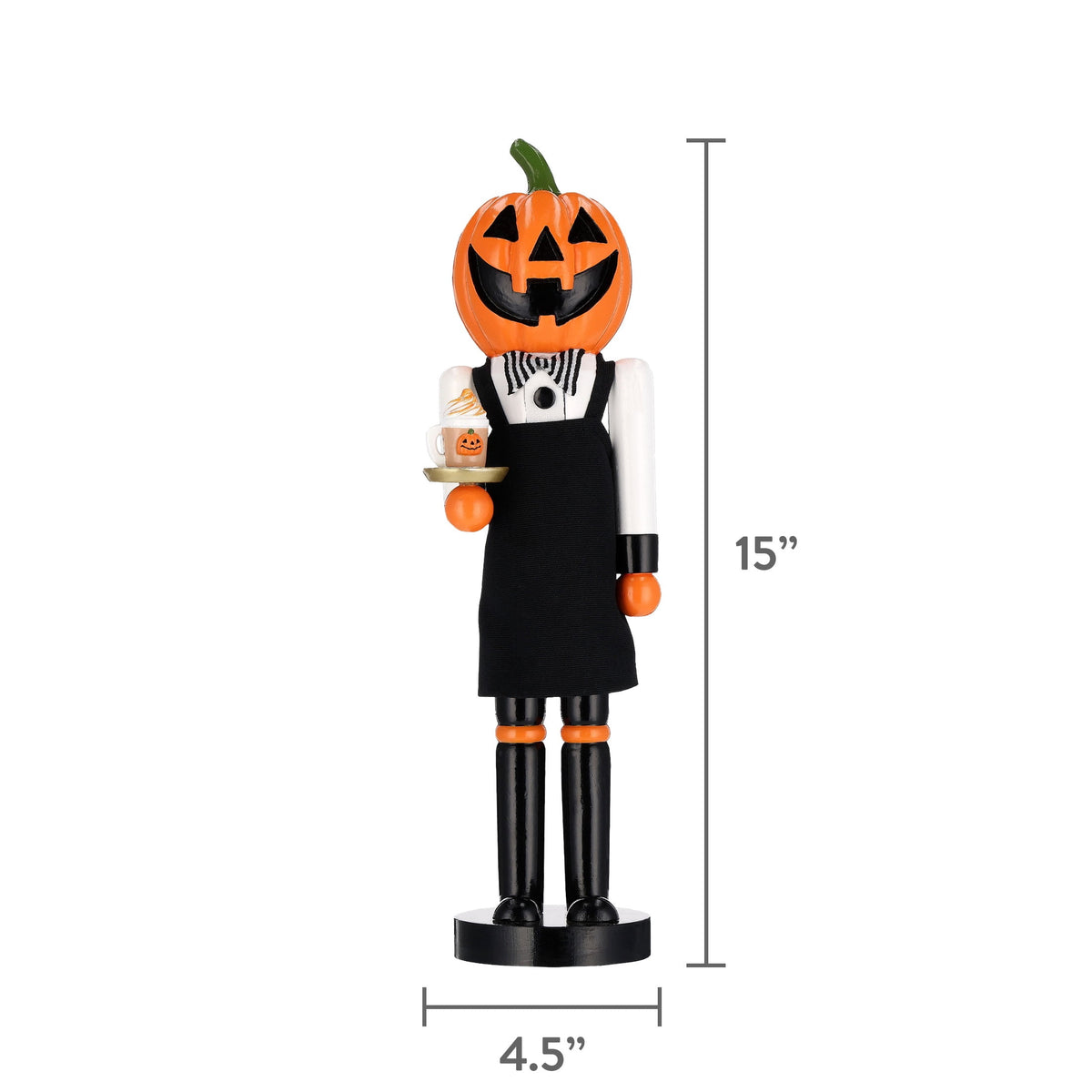 Wooden Pumpkin Nutcracker Tabletop Decoration, Multicolor, 15", Halloween by Way To Celebrate