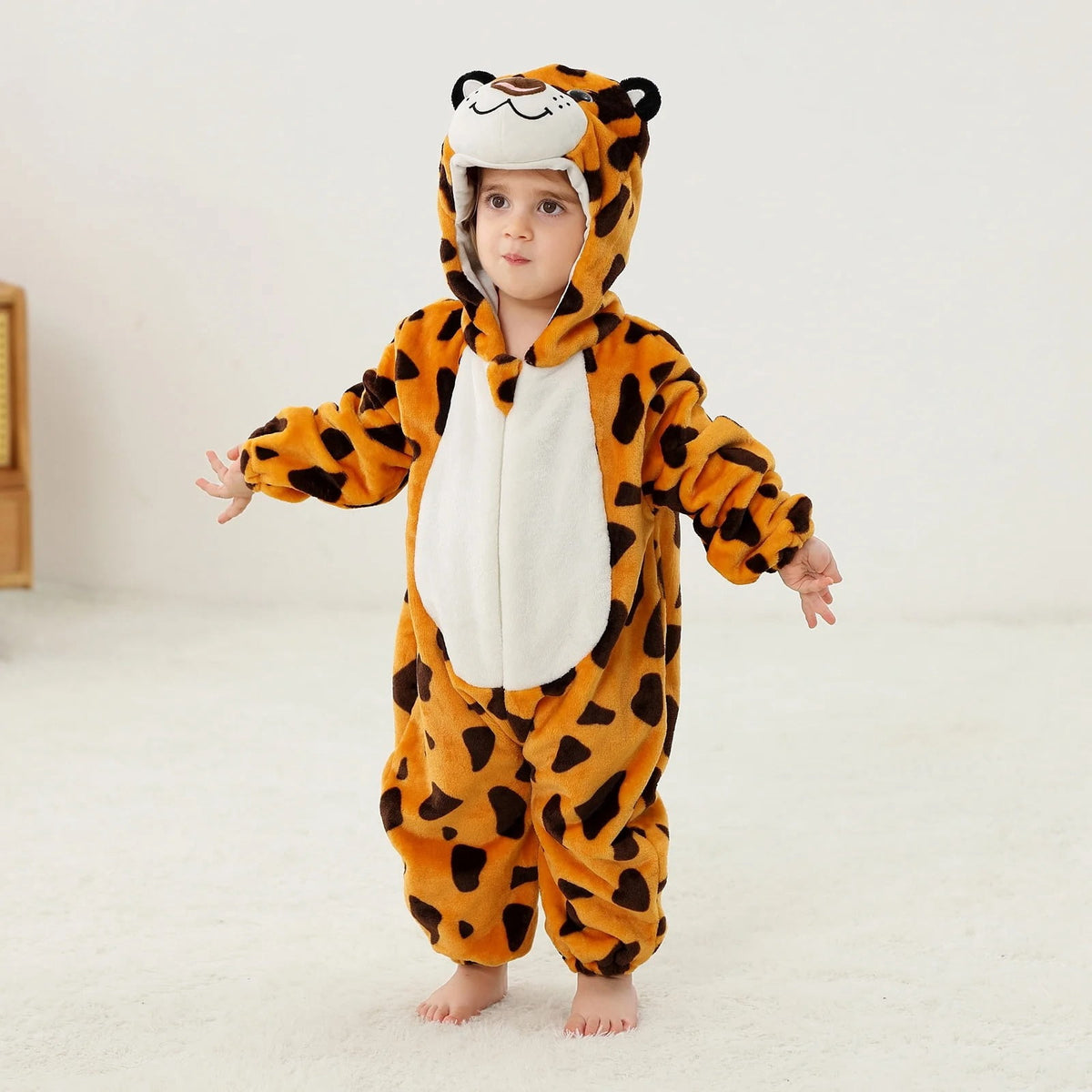 WIBACKER 0-3T Unisex Baby Animal Costume Winter Autumn Flannel Hooded Romper Christmas and Halloween Dinosaur Cosplay Jumpsuit