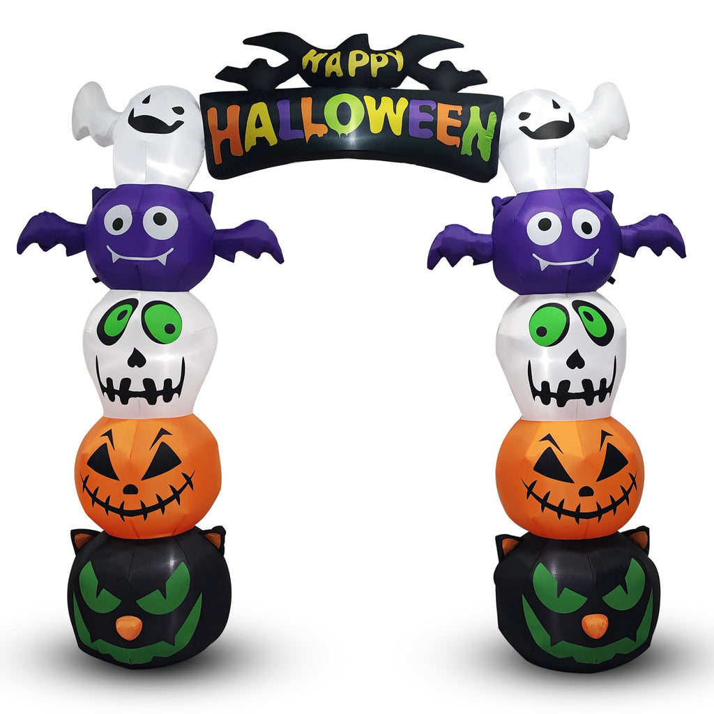 UBesGoo 8.2' Halloween Inflatables Pumpkin Ghost Archway , Blow up Hallowee Decorations with Built-in LED Lights for Holiday