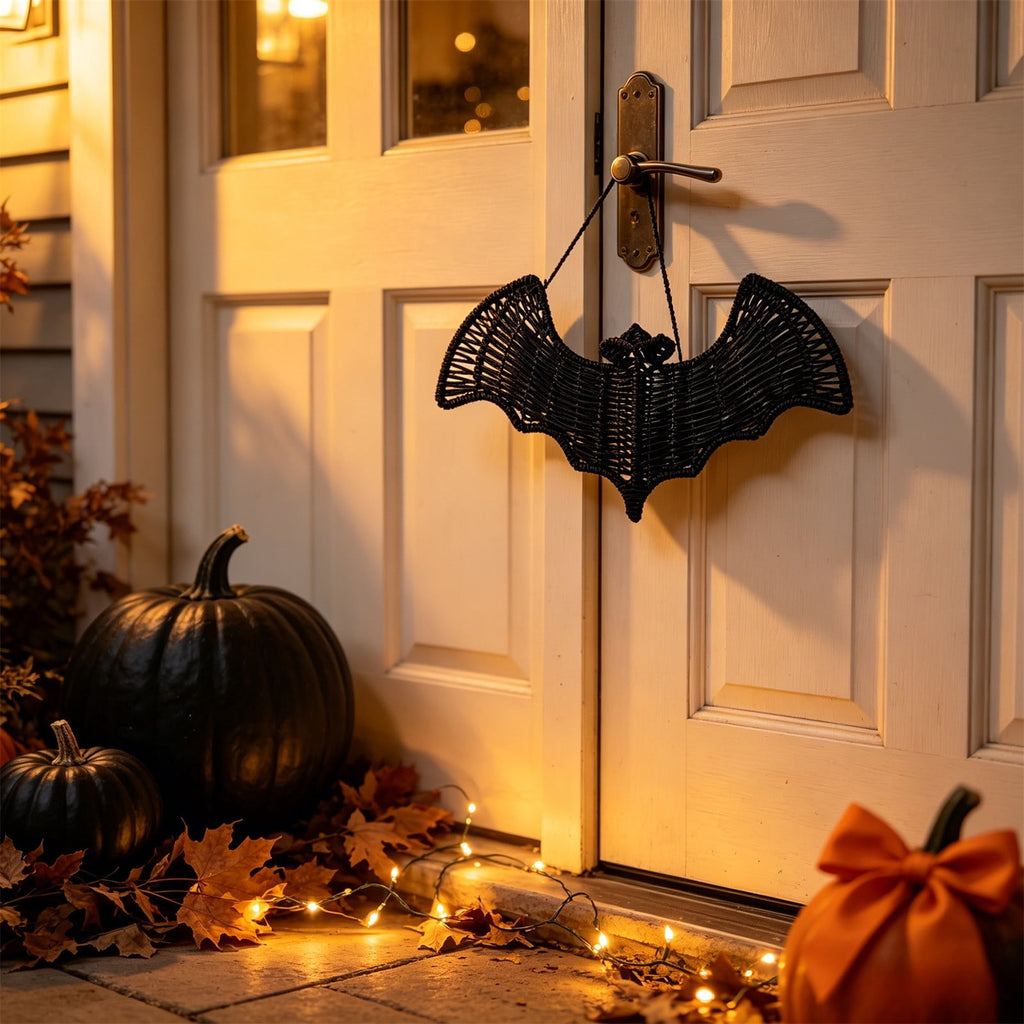 Clearance Halloween Hanging Bat Decoration, 3D Hand-Made Woven Bat Decor, Realistic Scary Fake Black Hanging Flying Bat, Spooky for Indoor Outdoor Yard Porch Lawn Decorations