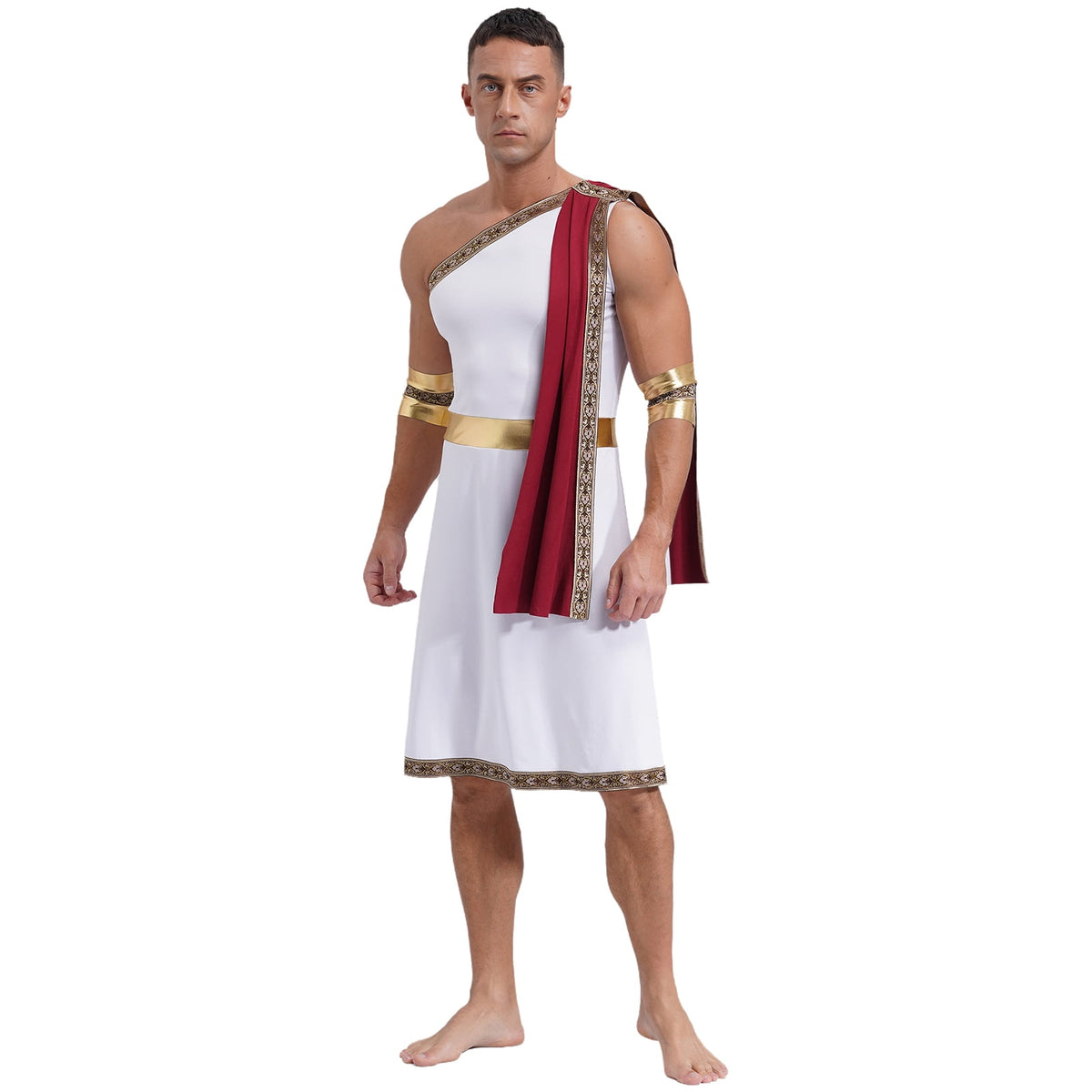 YiZYiF Mens Halloween Ancient Greek Cosplay Costume Roman Toga Caesar Party Fancy Dress Up Set Black S