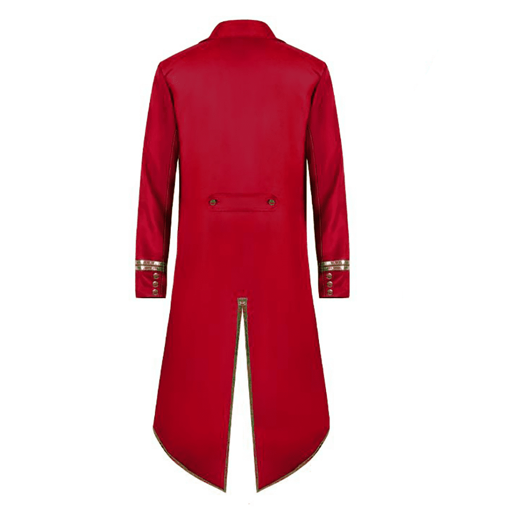 IBTOM CASTLE Men's Steampunk Vintage Tailcoat Jacket Gothic Medieval Victorian Frock Button Down Swallow Coat Uniform L Blue & Gold