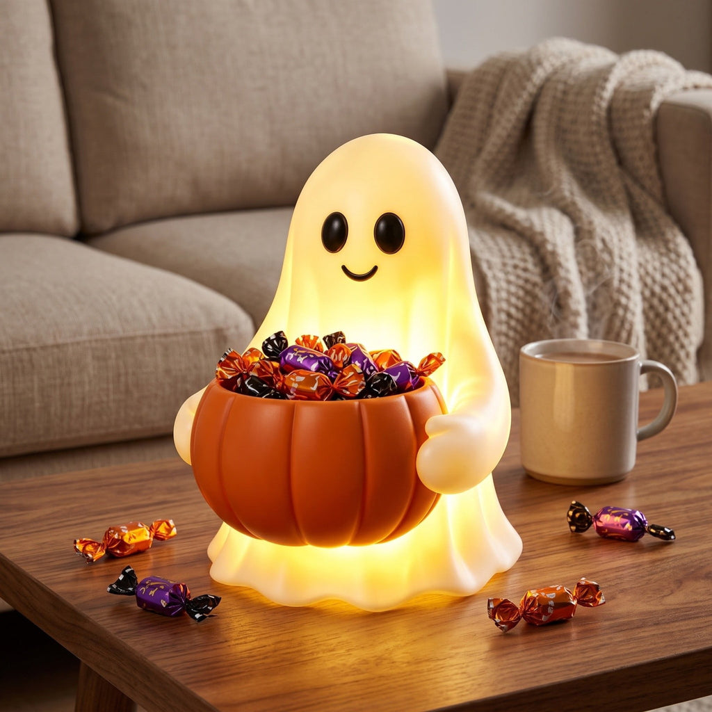 Ghost Bubble Bath LampHalloween Bathroom Decor Gifts Under 20 Bathtub Ghost & Dog Resin Figurine, Warm LED Halloween Tabletop Decor for Bathroom, Bedroom, Kids Room & Fall Home Accent