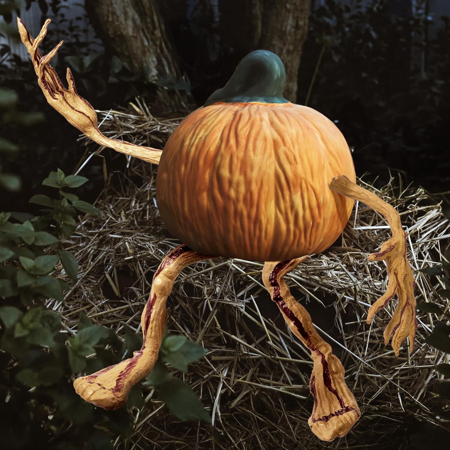 Joyfy Halloween Decorations Outdoor Bendable Pumpkin Arms and Legs Set,Spooky Vine Design Pumpkin Decor,Includes 2 Arms and 2 Legs