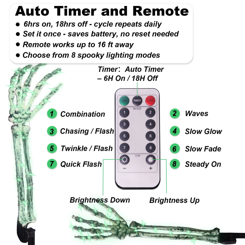GameXcel Skeleton Hands Halloween Yard Decorations, 6 Pack 18 in Posable Skeleton Arms with Ground Stakes, Outdoor Graveyard Lawn Decor