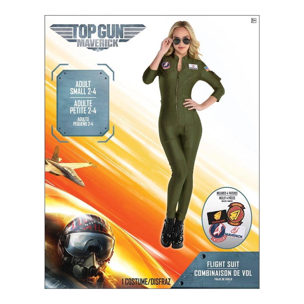 Party City Top Gun: Maverick Flight Costume for Women, Halloween, Olive Green, Medium (6-8), Catsuit with Zipper