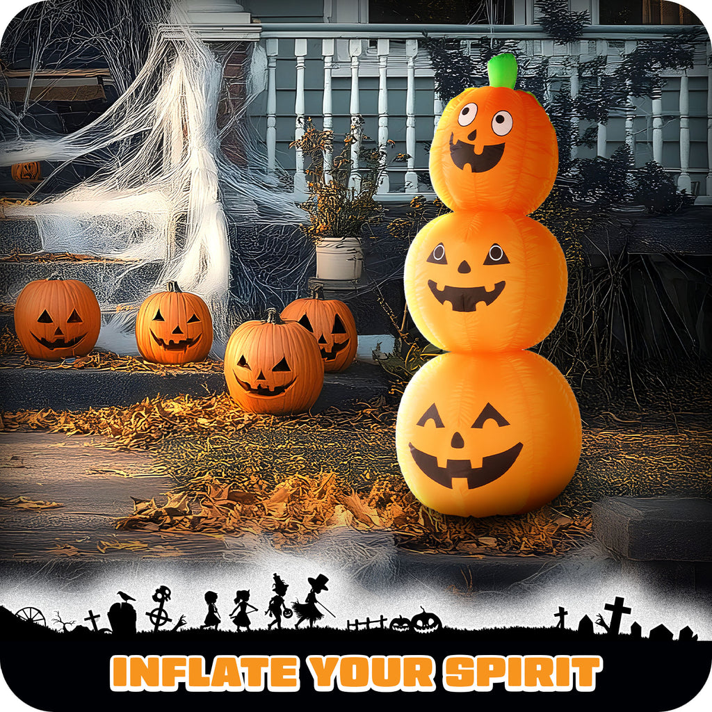 G128 4ft Halloween Pumpkin Inflatable with LED Lights Outdoor Yard Decoration Fast Inflate