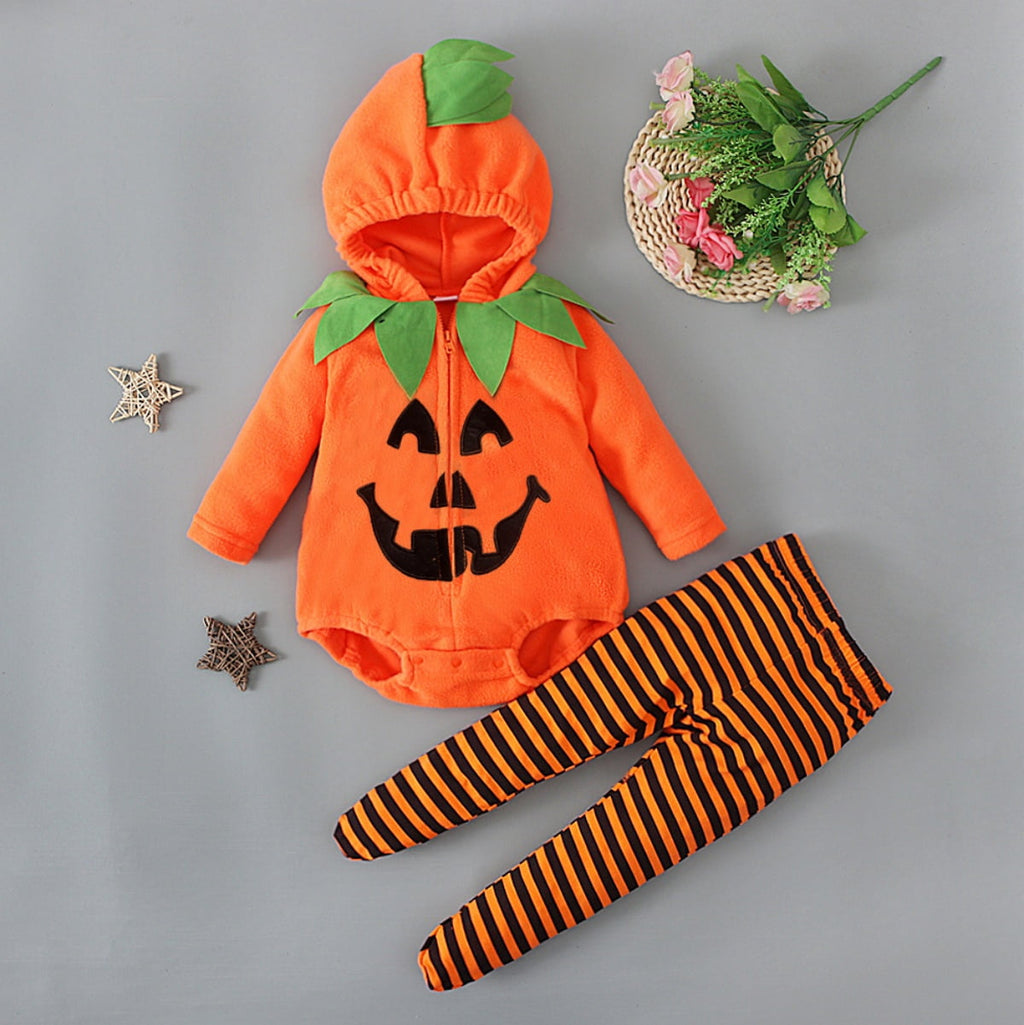 ATAIKU Newborn Infant Baby Boy Girl Fleece Halloween Pumpkin Costumes Toddler Hoodie Cosplay Party Clothes 12-18 Months