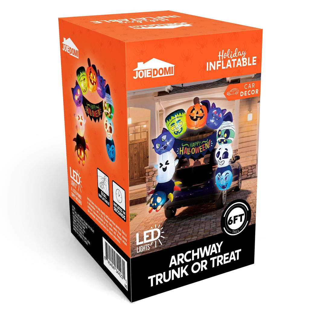 Joyfy 6 FT Halloween Inflatable Haunted Castle Decoration,Trunk or Treat Car Decorations Kit Ghost and Pumpkin with Built-in LED Light for Halloween Party Indoor,Outdoor,Yard,Garden Decor
