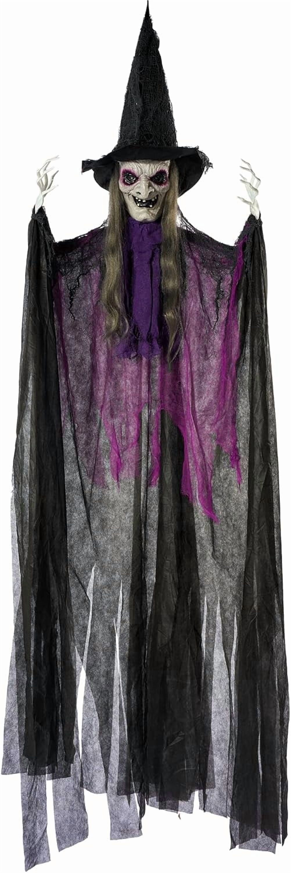 Joyfy 47" Halloween Decorations Outdoor,Life Size Animated Witch Scary Decorations Halloween Motion Activated Witch with LED Eyes & Sound,Haunted House Decor