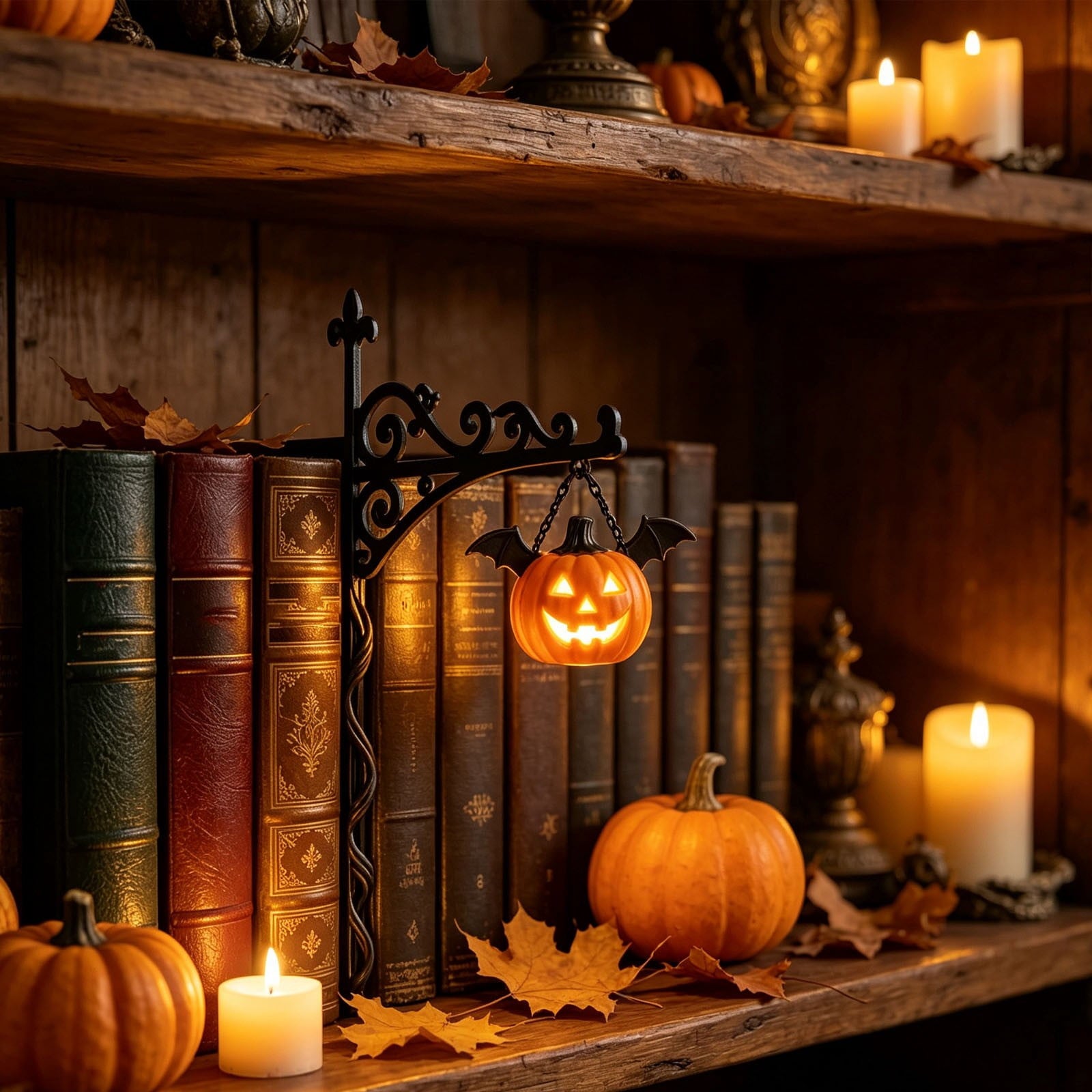 Halloween Ghost Library Lantern Decorative Bookshelf Lighting, Reading Book Shelf Lights for Study Reading Corner Home Library Gift for Book Lovers Bookworms