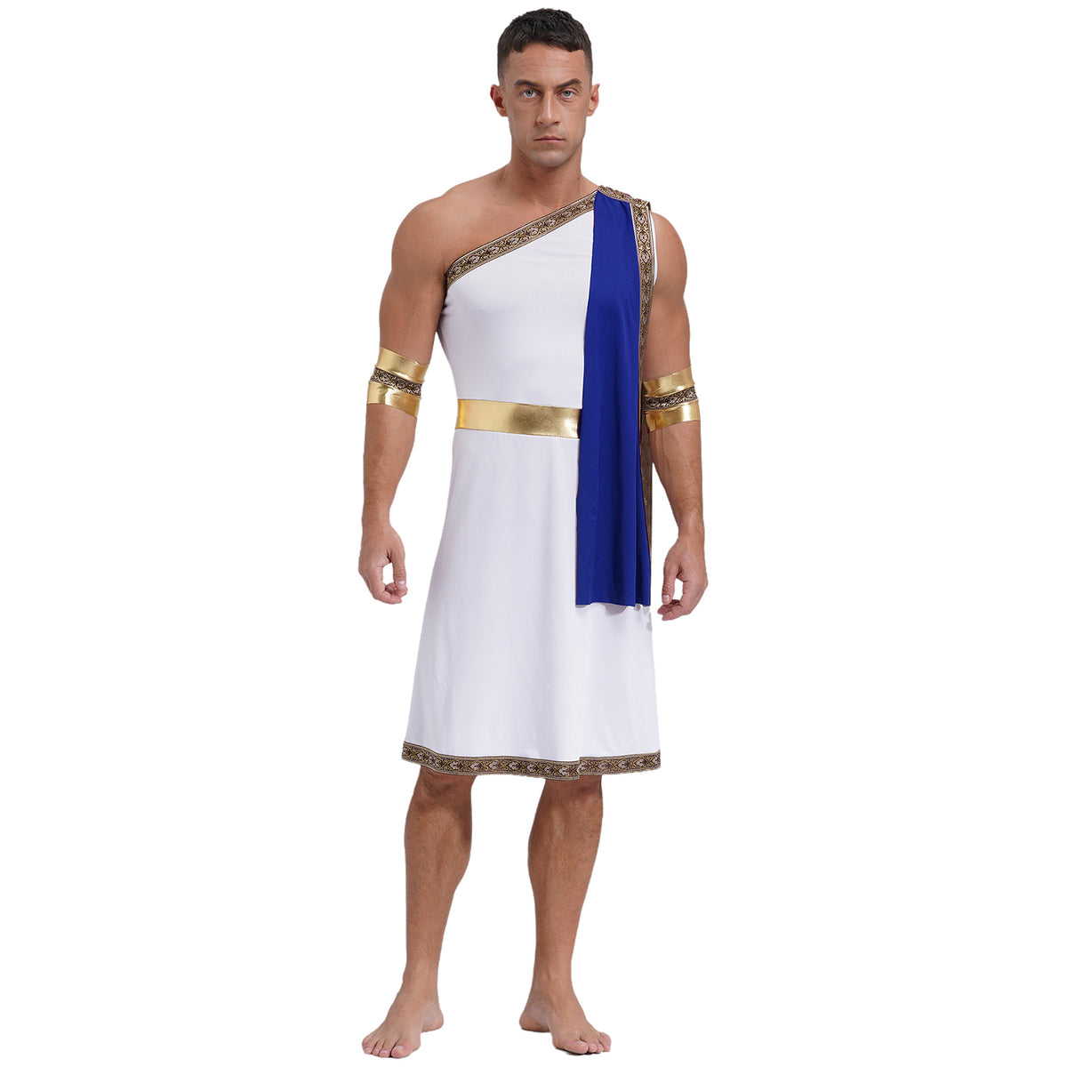 YiZYiF Mens Halloween Ancient Greek Cosplay Costume Roman Toga Caesar Party Fancy Dress Up Set Black S