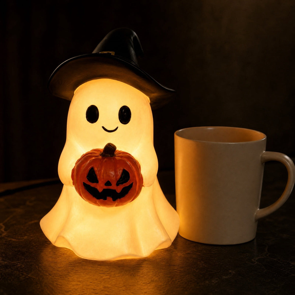 Ghost Bubble Bath LampHalloween Bathroom Decor Gifts Under 20 Bathtub Ghost & Dog Resin Figurine, Warm LED Halloween Tabletop Decor for Bathroom, Bedroom, Kids Room & Fall Home Accent