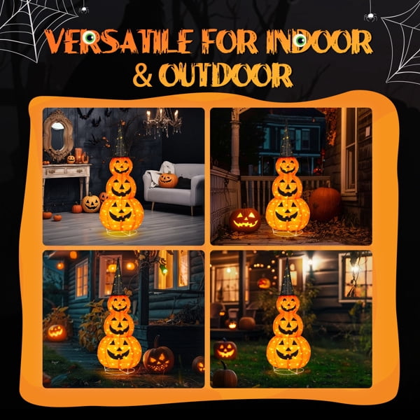 5FT Lighted Pop-Up Pumpkin Halloween Decor with 100 LED Lights for Outdoor Lawn Yard Garden