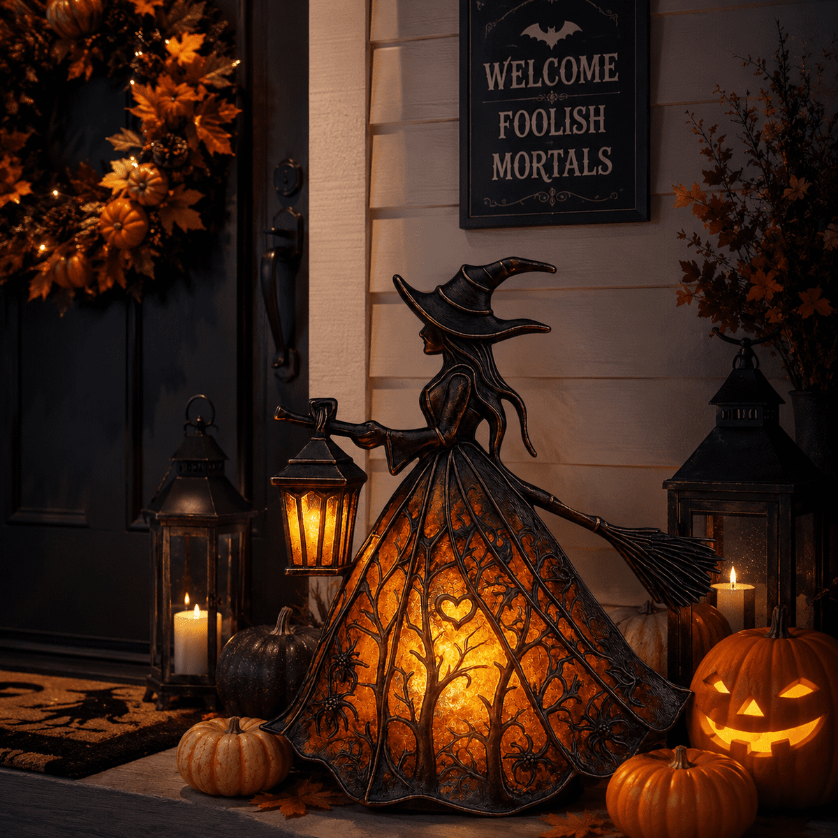 Diceymbol Halloween Decorations and Fall Decor, Halloween Venue Decoration Ghost Props LED Illuminated Ghost Decorations for Tabletop, Mantel, Shelf Indoor Outdoor 9.05 inch