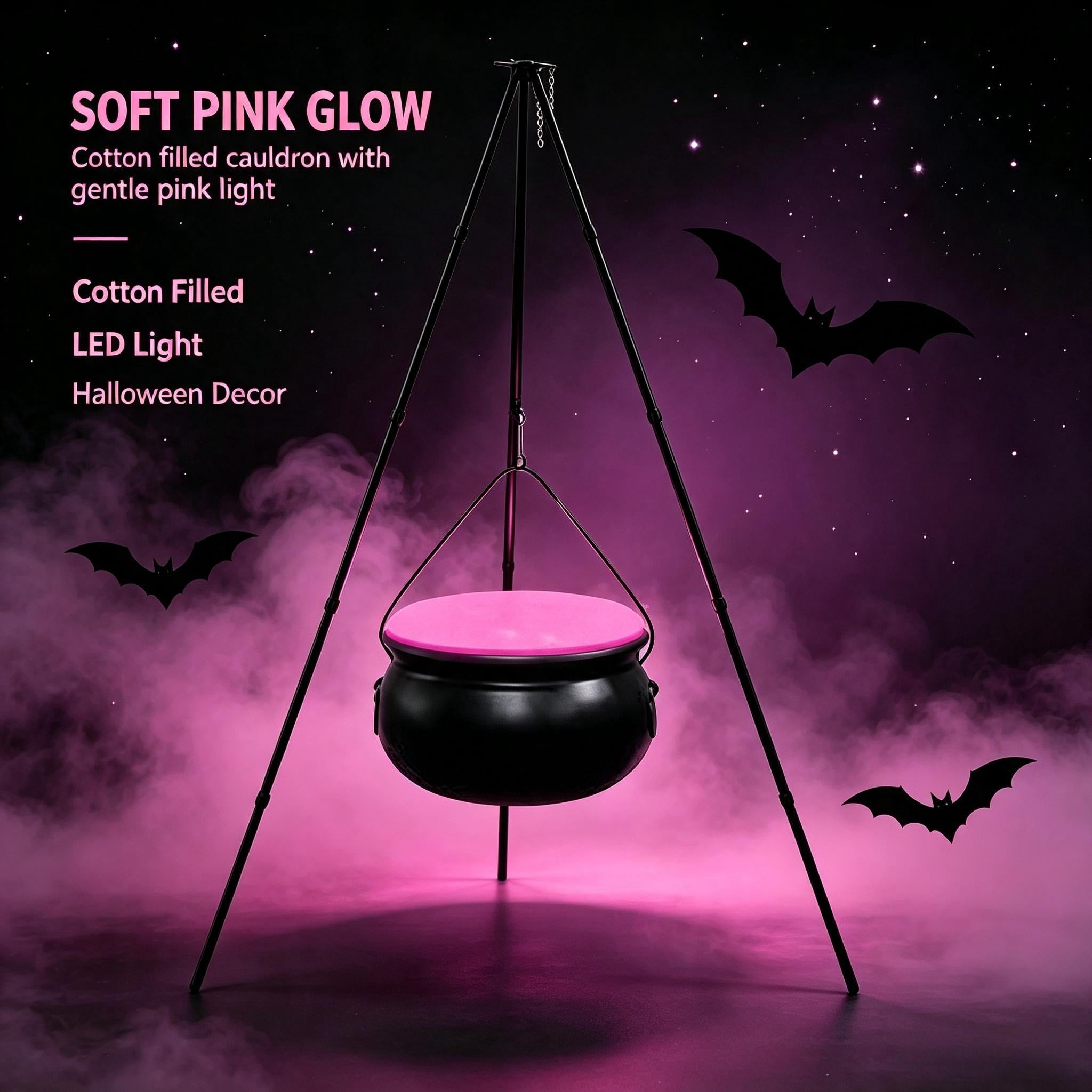 Muecwrye Halloween Decorations Outdoor, Halloween Clearance! Halloween Witches Cauldron with Lights, DIY Bubbling Cauldron Set Decor for Home Porch Outside, Halloween Party Supplies( Without Tripod)