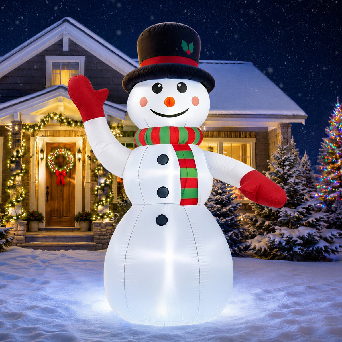 8ft Snowman Christmas Inflatables, Blow up with LED Lights Built-in for Holiday/Party/Yard/Garden Decoration
